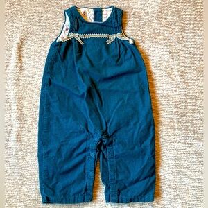 Janie and Jack Layette Corduroy Overall Romper Turquoise Baby Girl